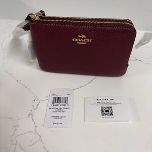 Coach Dark Red Leather Wristlet